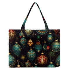 Christmas Ornaments Pattern Zipper Medium Tote Bag