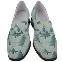 Christmas Trees Time Women s Chunky Heel Loafers