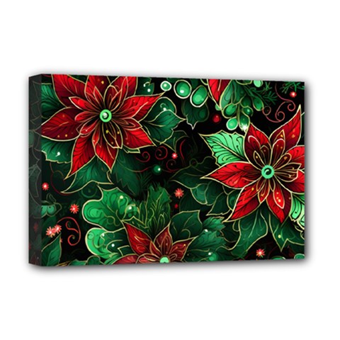 Flower Floral Pattern Christmas Deluxe Canvas 18  X 12  (stretched)