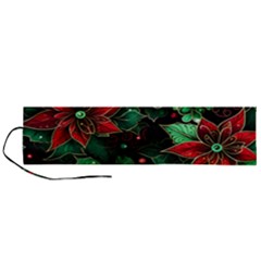 Flower Floral Pattern Christmas Roll Up Canvas Pencil Holder (l) by Ravend