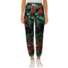 Flower Floral Pattern Christmas Women s Cropped Drawstring Pants