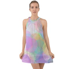 Abstract Background Texture Halter Tie Back Chiffon Dress
