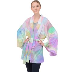 Abstract Background Texture Long Sleeve Velvet Kimono 