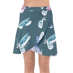 Butterfly Pattern Dead Death Rose Wrap Front Skirt