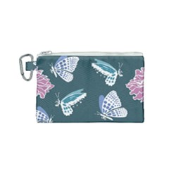 Butterfly Pattern Dead Death Rose Canvas Cosmetic Bag (small) by Ravend