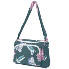 Butterfly Pattern Dead Death Rose Front Pocket Crossbody Bag by Ravend