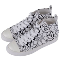 Mandala Drawing Dyes Page Women s Mid-top Canvas Sneakers