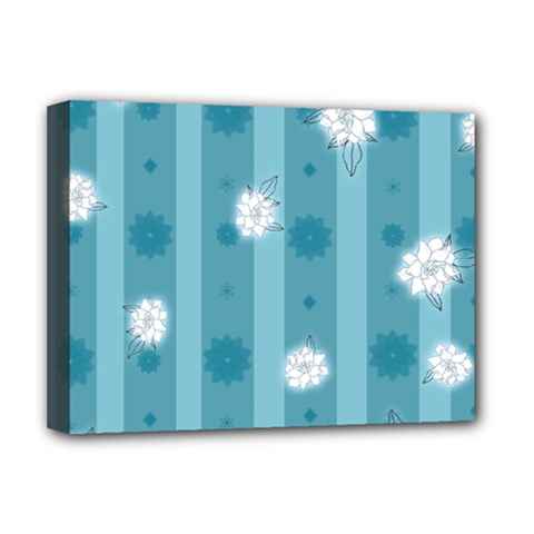 Gardenia Flowers White Blue Deluxe Canvas 16  X 12  (stretched) 