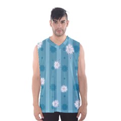 Gardenia Flowers White Blue Men s Basketball Tank Top by Ravend