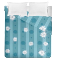 Gardenia Flowers White Blue Duvet Cover Double Side (queen Size) by Ravend