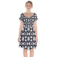 Mosaic Floral Repeat Pattern Short Sleeve Bardot Dress