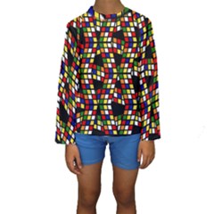 Graphic Pattern Rubiks Cube Cubes Kids  Long Sleeve Swimwear