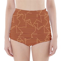 Autumn Leaves Repeat Pattern High-waisted Bikini Bottoms