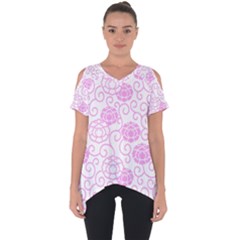 Peony Asia Spring Flowers Natural Cut Out Side Drop T-shirt by Ravend