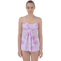 Peony Asia Spring Flowers Natural Babydoll Tankini Set