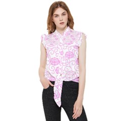 Peony Asia Spring Flowers Natural Frill Detail Shirt by Ravend