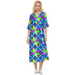 Pattern Star Abstract Background Double Cuff Midi Dress