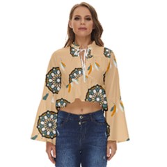 Dreamcatcher Pattern Pen Background Boho Long Bell Sleeve Top