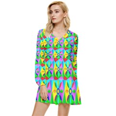 Star Texture Template Design Tiered Long Sleeve Mini Dress by Ravend