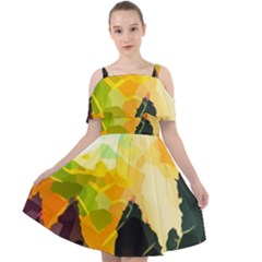 Forest Trees Nature Wood Green Cut Out Shoulders Chiffon Dress