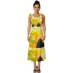 Forest Trees Nature Wood Green Tie-strap Tiered Midi Chiffon Dress by Ravend