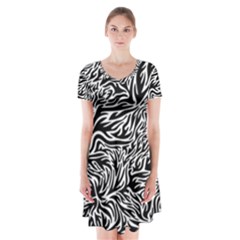 Flames Fire Pattern Digital Art Short Sleeve V-neck Flare Dress by Ravend