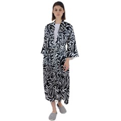 Flames Fire Pattern Digital Art Maxi Satin Kimono