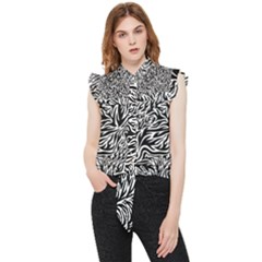 Flames Fire Pattern Digital Art Frill Detail Shirt