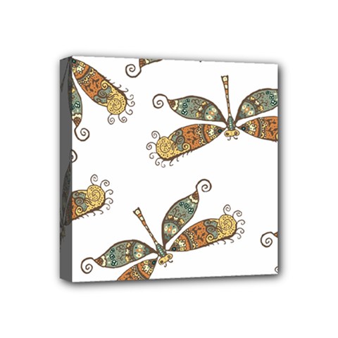 Pattern Dragonfly Background Mini Canvas 4  X 4  (stretched) by Ravend