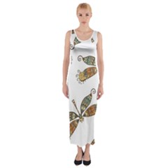 Pattern Dragonfly Background Fitted Maxi Dress