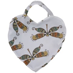 Pattern Dragonfly Background Giant Heart Shaped Tote
