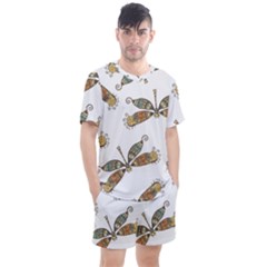 Pattern Dragonfly Background Men s Mesh T-Shirt and Shorts Set