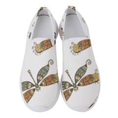 Pattern Dragonfly Background Women s Slip On Sneakers