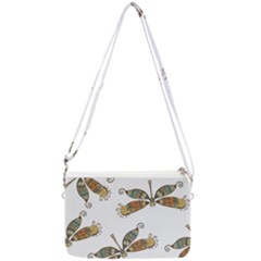 Pattern Dragonfly Background Double Gusset Crossbody Bag by Ravend