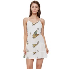 Pattern Dragonfly Background Short Frill Dress