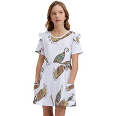 Pattern Dragonfly Background Kids  Frilly Sleeves Pocket Dress