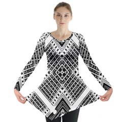 Pattern Tile Repeating Geometric Long Sleeve Tunic 