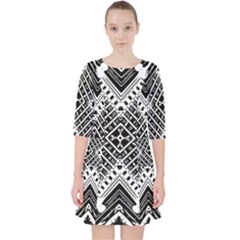 Pattern Tile Repeating Geometric Quarter Sleeve Pocket Dress