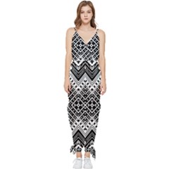 Pattern Tile Repeating Geometric Sleeveless Tie Ankle Chiffon Jumpsuit