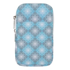 White Light Blue Gray Tile Waist Pouch (small)