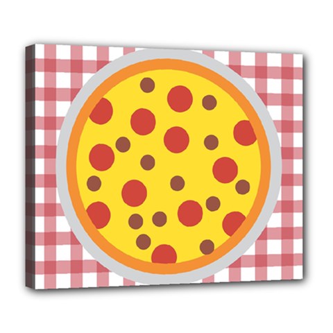 Pizza Table Pepperoni Sausage Deluxe Canvas 24  X 20  (stretched) by Ravend