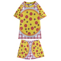 Pizza Table Pepperoni Sausage Kids  Swim T-shirt And Shorts Set