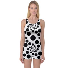 Dot Dots Round Black And White One Piece Boyleg Swimsuit