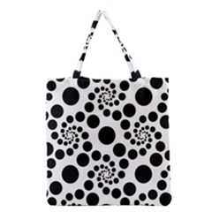 Dot Dots Round Black And White Grocery Tote Bag by Ravend