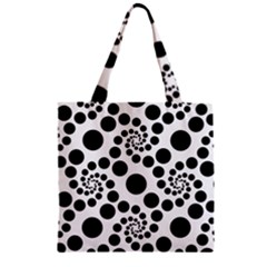 Dot Dots Round Black And White Zipper Grocery Tote Bag