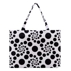 Dot Dots Round Black And White Medium Tote Bag by Ravend