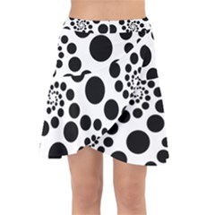 Dot Dots Round Black And White Wrap Front Skirt by Ravend