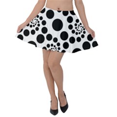 Dot Dots Round Black And White Velvet Skater Skirt