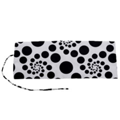 Dot Dots Round Black And White Roll Up Canvas Pencil Holder (s)