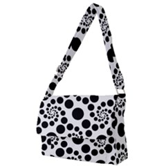 Dot Dots Round Black And White Full Print Messenger Bag (l) by Ravend